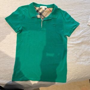 Burberry Green Polo with Checkered Detail